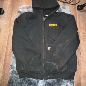 Carhartt black men’s jacket with company embroidery